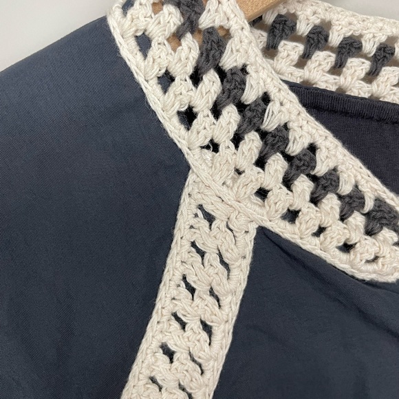 Free People Crochet insert light weight bomber cropped jacket - Picture 4 of 15